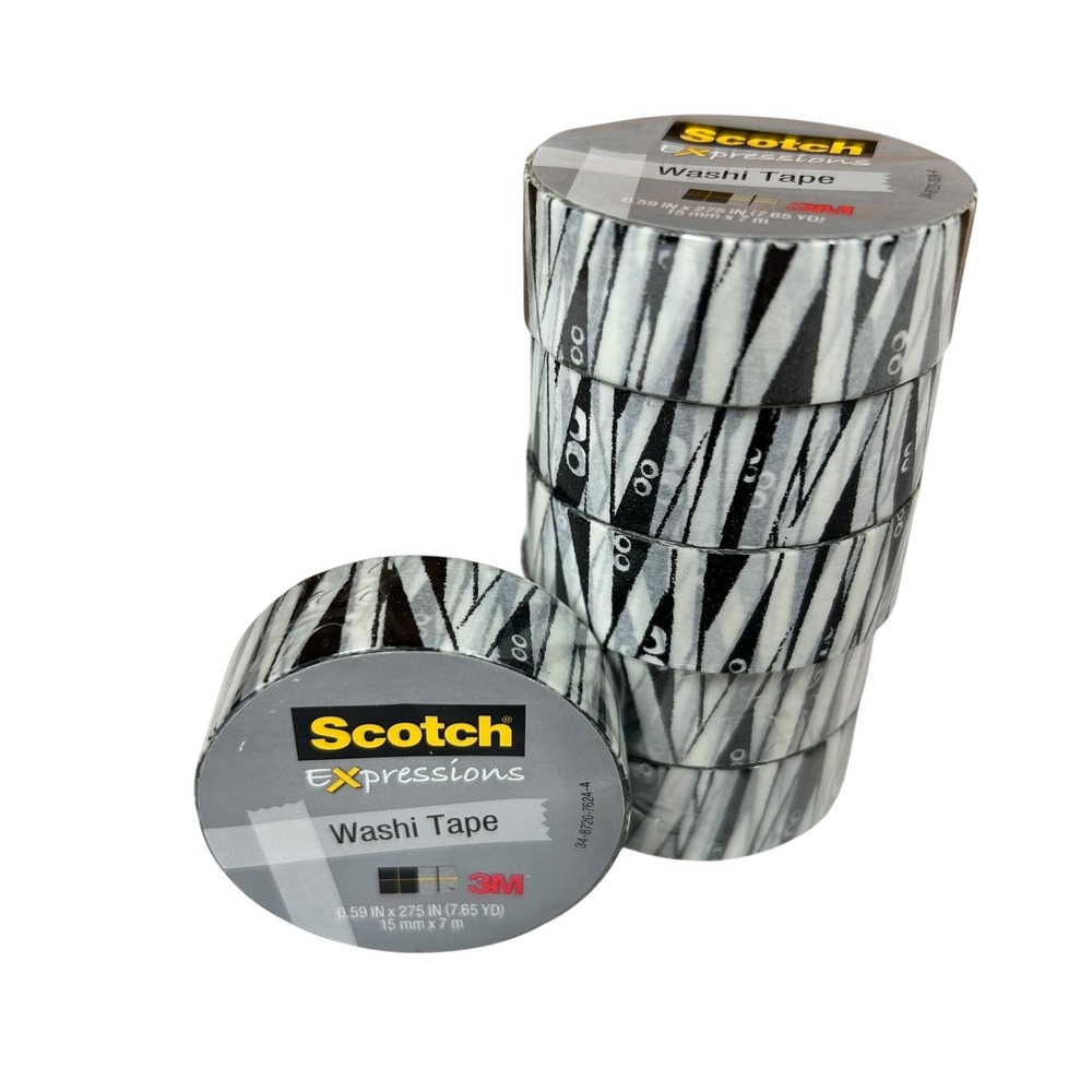 Scotch Expressions Washi Tape Black White Halloween Mummies 6 Rolls 7.65yd